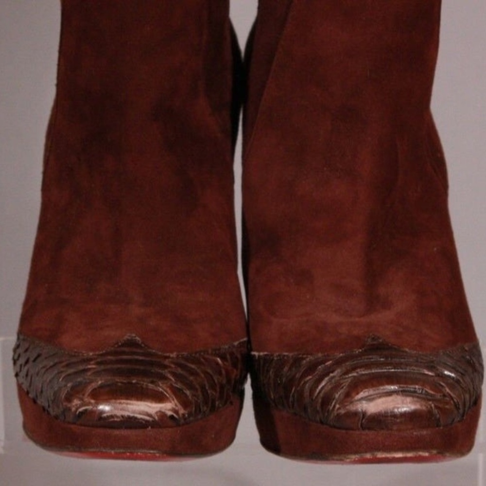 Cesare Paciotti Brown Suede Boots W/ Python 36.5 - image 5
